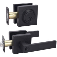 square modern black interior black door handle with lock